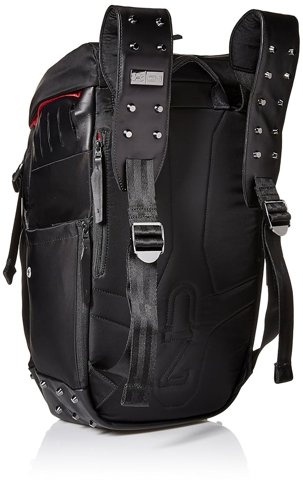 バッグ BACKPACK/BLACK x Silver MCM Backpack Leather Gray x Black Silver Studs Overall